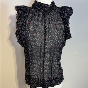 Ulla Johnson Ruffled Sleeveless Silk Dunia Blouse with back tie Size xs